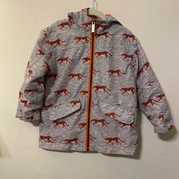 Hatley Other - Hatley Gray and Orange Tiger Print Raincoat